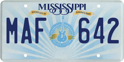 MS license plate MAF642