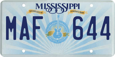 MS license plate MAF644