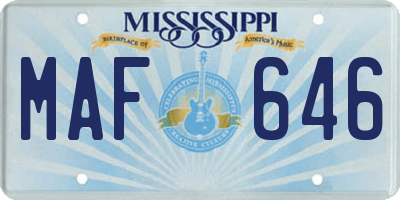 MS license plate MAF646