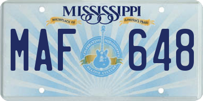 MS license plate MAF648