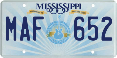 MS license plate MAF652