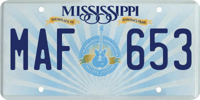 MS license plate MAF653