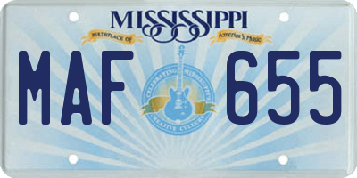 MS license plate MAF655