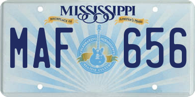 MS license plate MAF656