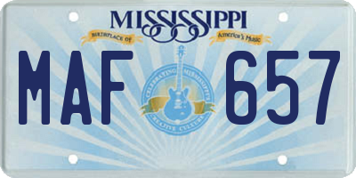 MS license plate MAF657