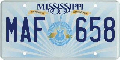 MS license plate MAF658