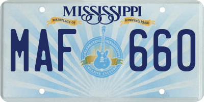 MS license plate MAF660
