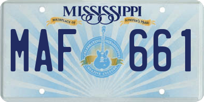 MS license plate MAF661