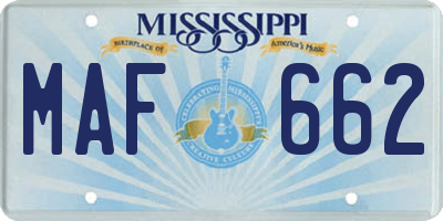 MS license plate MAF662