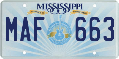 MS license plate MAF663