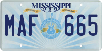 MS license plate MAF665