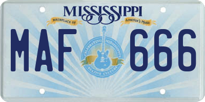 MS license plate MAF666