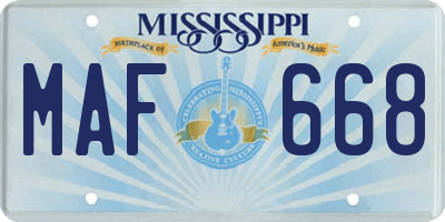 MS license plate MAF668