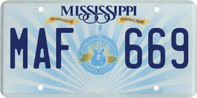 MS license plate MAF669