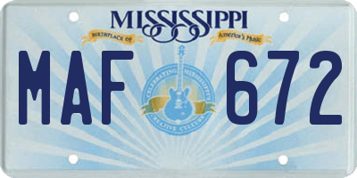 MS license plate MAF672