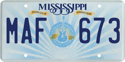 MS license plate MAF673