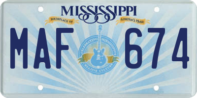 MS license plate MAF674
