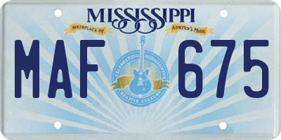 MS license plate MAF675