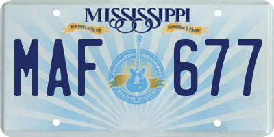 MS license plate MAF677