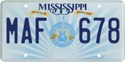 MS license plate MAF678
