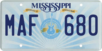 MS license plate MAF680