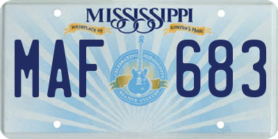 MS license plate MAF683