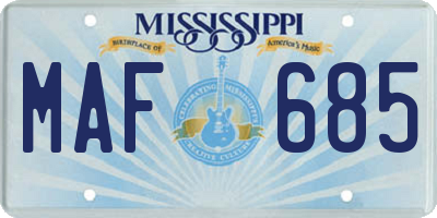 MS license plate MAF685
