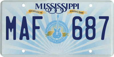 MS license plate MAF687