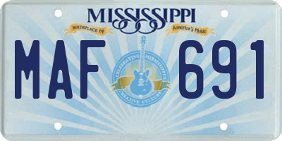 MS license plate MAF691