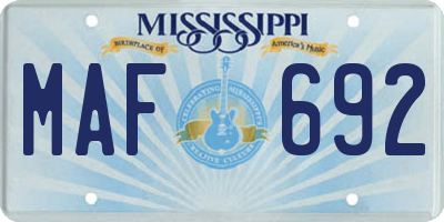MS license plate MAF692