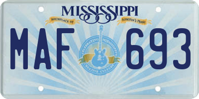 MS license plate MAF693