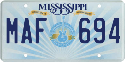 MS license plate MAF694
