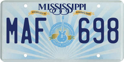 MS license plate MAF698