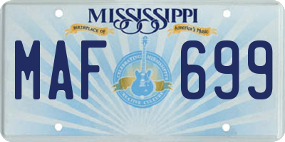 MS license plate MAF699