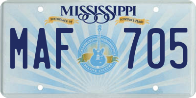 MS license plate MAF705
