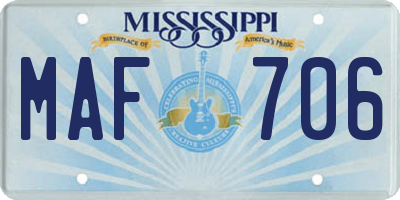 MS license plate MAF706