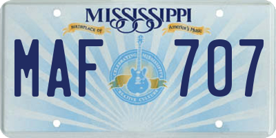 MS license plate MAF707