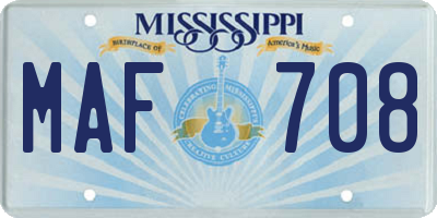 MS license plate MAF708