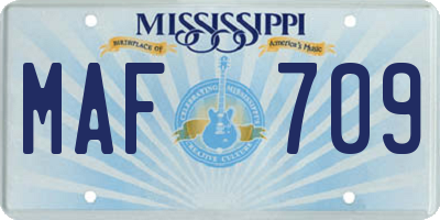 MS license plate MAF709