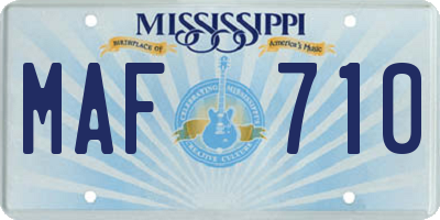 MS license plate MAF710