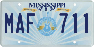 MS license plate MAF711