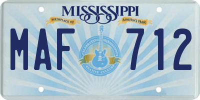 MS license plate MAF712