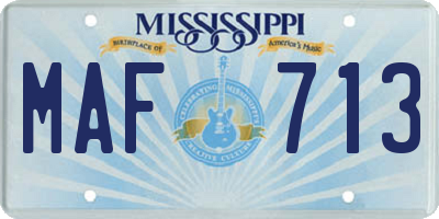 MS license plate MAF713