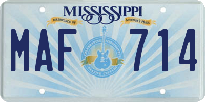 MS license plate MAF714
