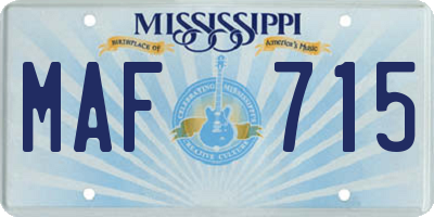 MS license plate MAF715