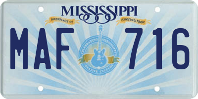 MS license plate MAF716