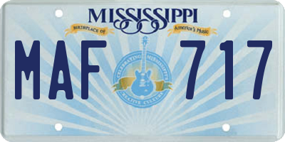MS license plate MAF717