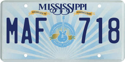 MS license plate MAF718