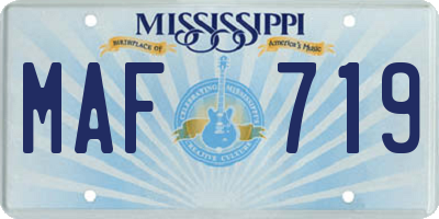 MS license plate MAF719