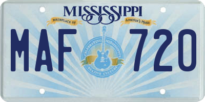 MS license plate MAF720